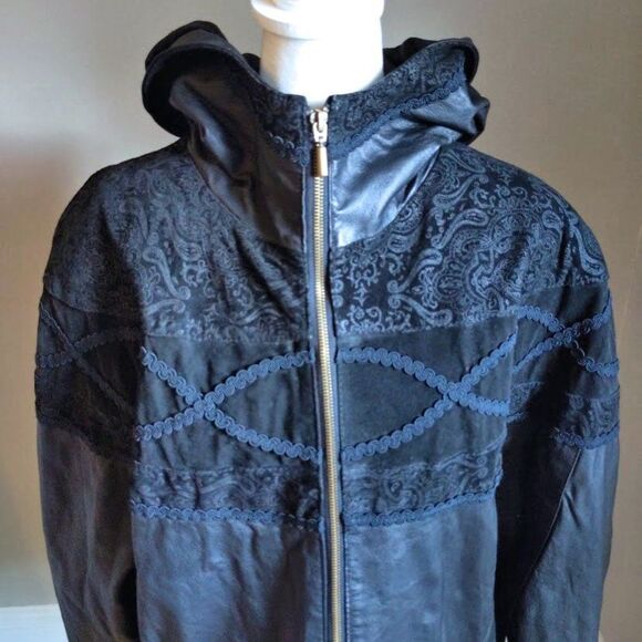 Vintage 80s 90s G III Leather Jacket Oversized Western Paisley Goth Punk Large - Picture 3 of 13